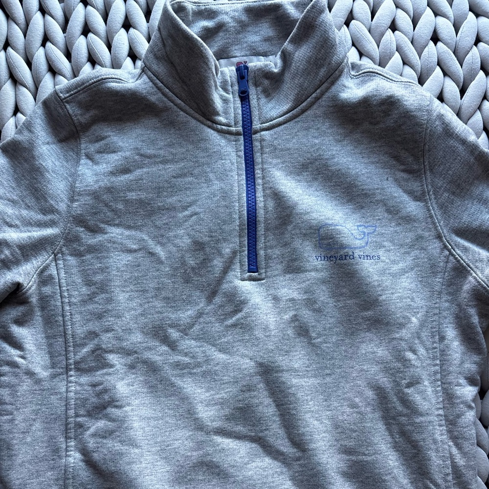 Vineyard Vines Women's Gray and Blue Half-zip